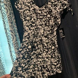 Express black and white floral romper